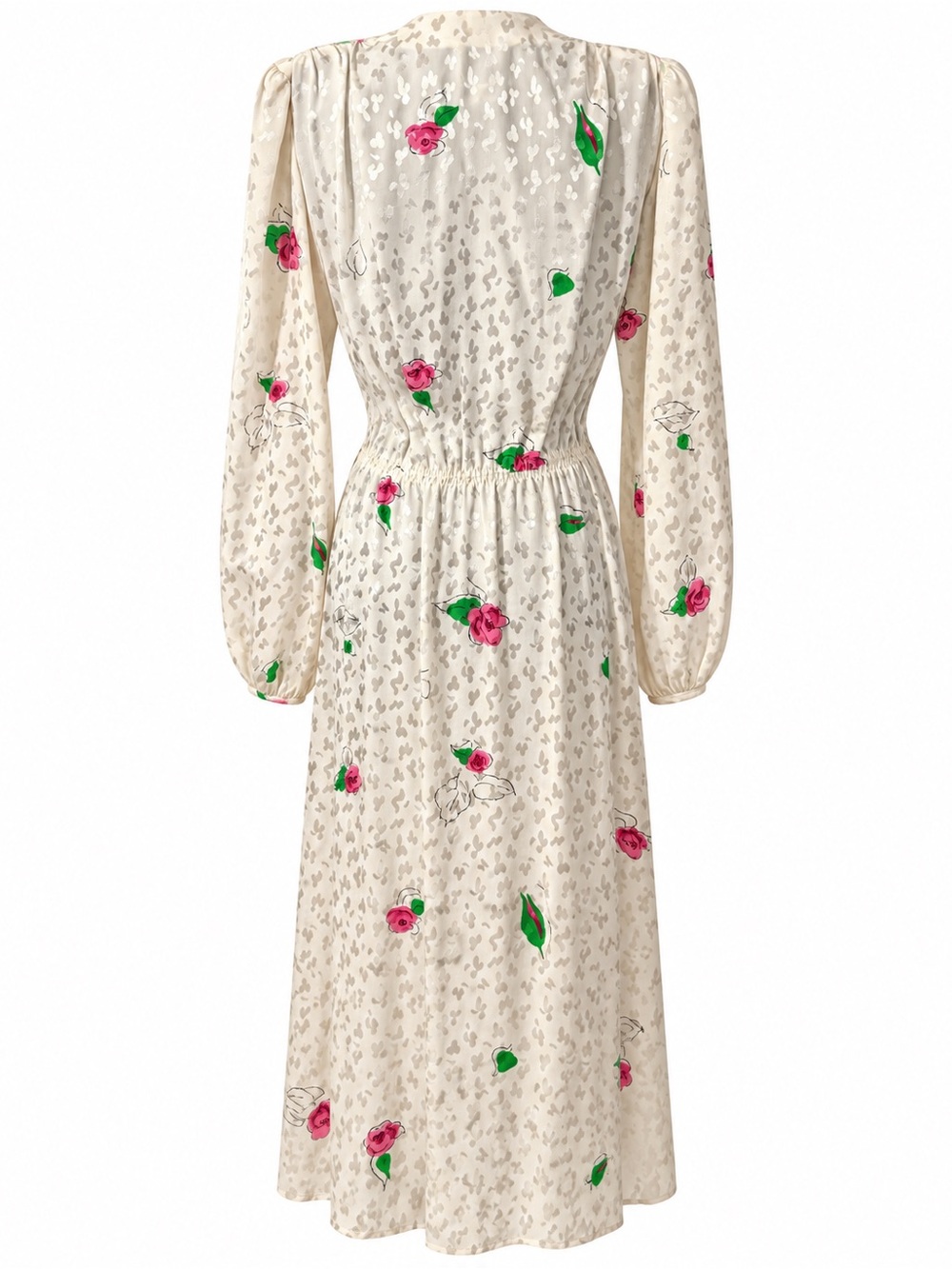 Francesca's Collections Cream Midi Dress with Pink Rose Print - Picture 9 of 10